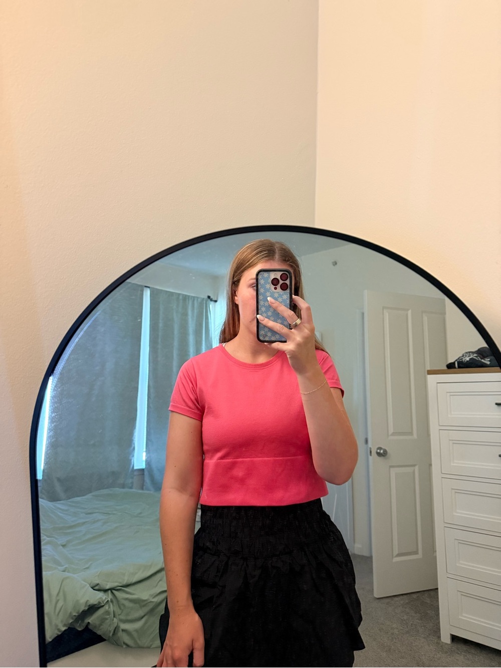 aerie Bright Pink Crewneck Crop Top